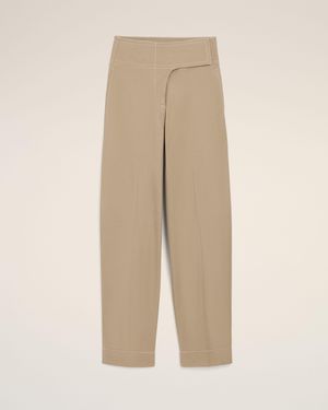Ami Paris Cotton Wrapped Belted Pants - Natural