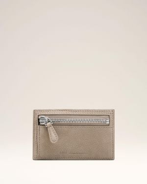 Ami Paris Cow Leather Carrousel Zipped Card Holder - Natural