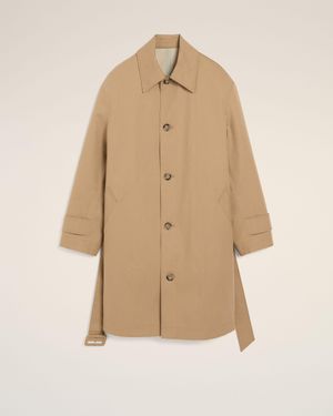 Ami Paris Water-Repellent Cotton Twill Belted Mac - Natural
