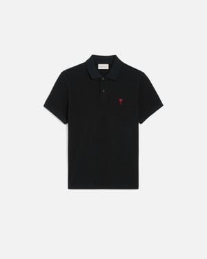 Ami Paris Ami De Coeur Cotton Polo Shirt - Black