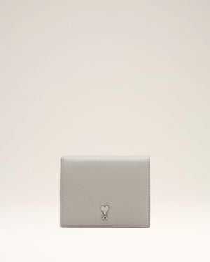 Ami Paris Cowhide Leather Ami De Coeur Bifold Wallet - White