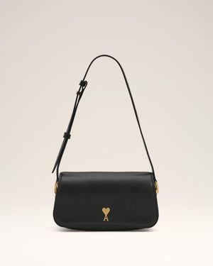 Ami Paris Cowhide Leather Paris Paris Shoulder Bag - Natural