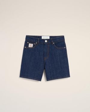 Ami Paris Cotton Heritage Label Shorts - Blue