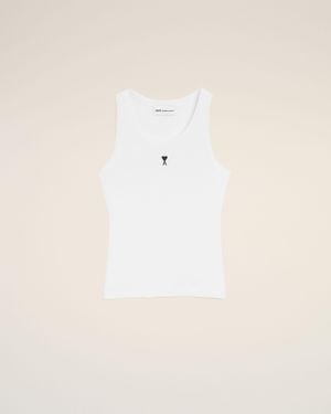 Ami Paris Cotton Ami De Coeur Tanktop - Natural