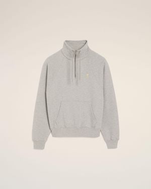 Ami Paris Cotton Ami De Coeur Sweatshirt - Grey
