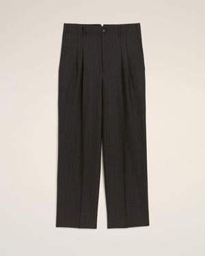 Ami Paris High-Waisted Carrot-Fit Striped Wool Pants - Black