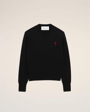 Ami Paris Wool Jumper With Crew Neck - Black