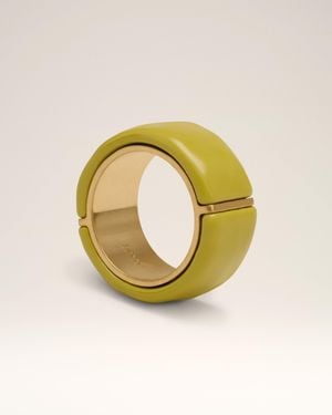Ami Paris Brass Hammered Lacquered Ring - Metallic