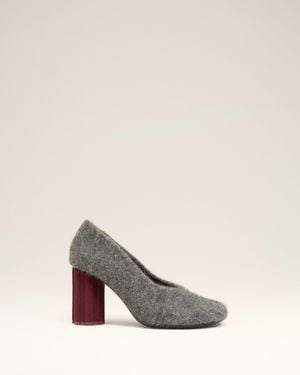 Ami Paris Mohair Knit Piano Court Shoes - Natural