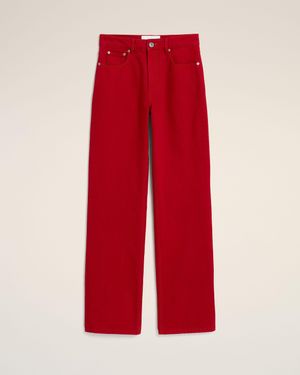 Ami Paris Large-Fit Cotton Jeans - Red