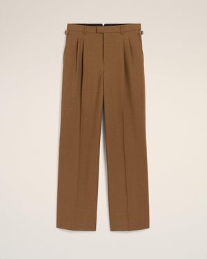 Ami Paris Wool Tabs Wide Trousers - Brown