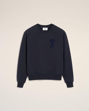 Ami Paris Cotton Ami De Coeur Patch Sweatshirt - Blue