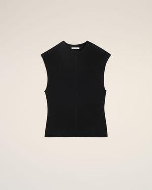 Ami Paris Jersey Sleeveless Fitted Top - Black