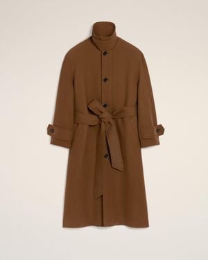 Ami Paris Wool Belted Mac - Brown