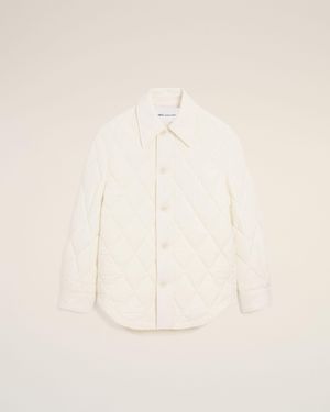 Ami Paris Nylon Padded Buttoned Jacket - Natural