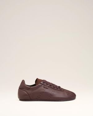 Ami Paris Burgundy Smooth Leather Low Top Step Trainers - Brown