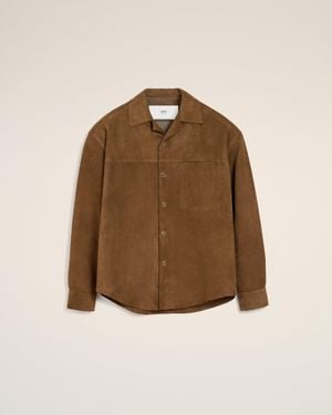 Ami Paris Leather Overshirt - Brown