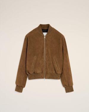 Ami Paris Leather Zipped Jacket - Brown