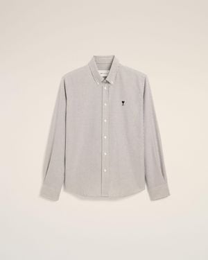 Ami Paris Chemise Rayée Noire En Coton Ami De Coeur - Neutre