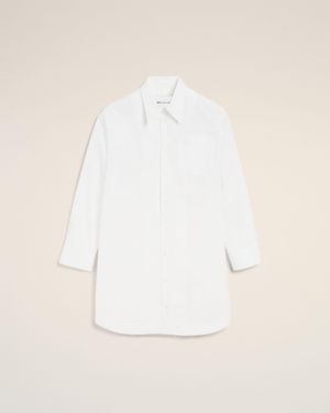 Ami Paris Cotton Ami De Coeur Wide Shirt Dress - Natural