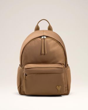 Ami Paris Nylon Canvas Marcel Backpack - Natural