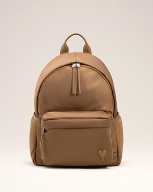 Ami Paris Nylon Canvas Marcel Backpack - Natural