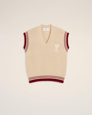 Ami Paris De Coeur Knitted Vest - Brown