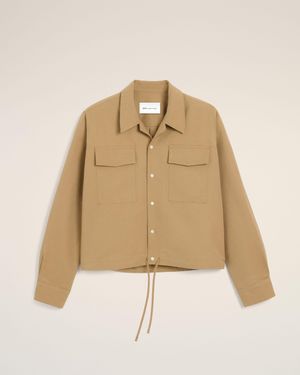 Ami Paris Cotton And Linen Shirt - Natural