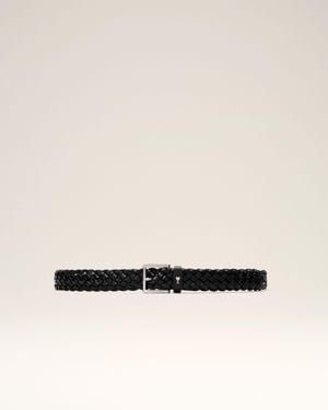 Ami Paris Braided Paris Paris Cow Leather Belt 30Mm - Natural