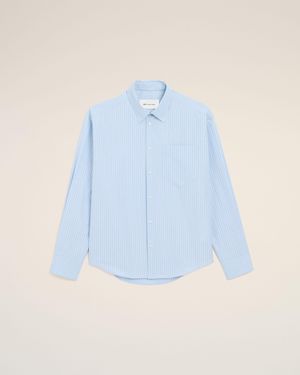 Ami Paris Cotton Long Sleeve Ami De Coeur Boxy Shirt - Blue
