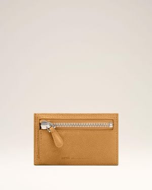 Ami Paris Cow Leather Carrousel Zipped Card Holder - Natural