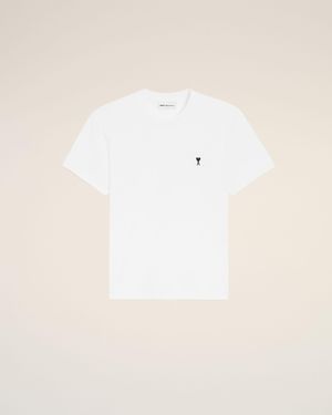 Ami Paris Cotton T-Shirt With Ami De Coeur - Natural