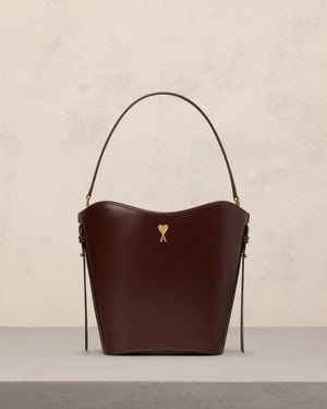 Ami Paris Leather Paris Paris Bucket Bag - Brown