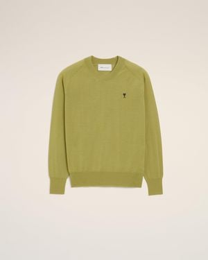 Ami Paris Wool Crewneck Ami De Coeur Jumper - Green