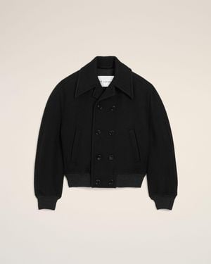 Ami Paris Short Double Breasted Wool Bomber - Black