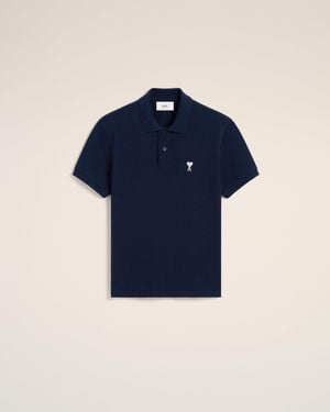 Ami Paris Cotton Ami De Coeur Polo Shirt - Blue