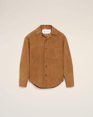Ami Paris Goat Leather Buttoned Overshirt - Natural