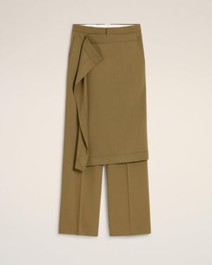 Ami Paris Wool Front Panel Large Pants - Green