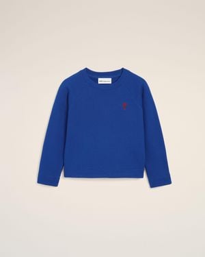 Ami Paris Cotton Sweatshirt With Ami De Coeur - Blue