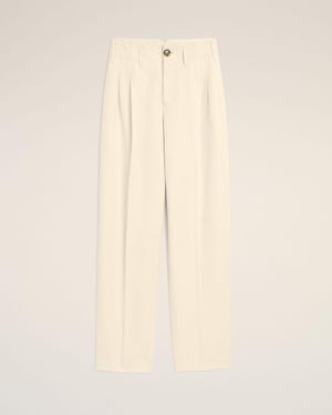 Ami Paris Two-Pleats Cotton And Linen Trousers - Natural