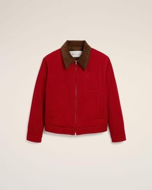 Ami Paris Cotton Zipped Jacket With Ami De Coeur - Red
