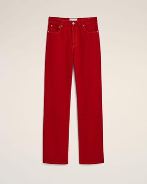 Ami Paris Large-Fit Cotton Jeans - Red