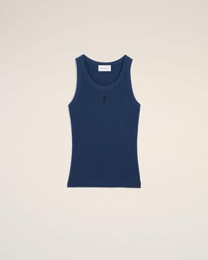 Ami Paris Cotton Ami De Coeur Tanktop - Blue