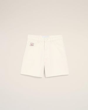 Ami Paris Cotton Shorts With Heritage Label - Natural