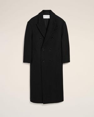 Ami Paris Long Double Breasted Wool Coat - Black