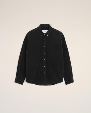 Ami Paris Cotton Button Down Ami De Coeur Shirt - Black