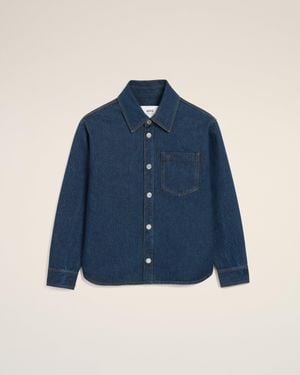 Ami Paris Cotton Ami De Coeur Overshirt - Blue