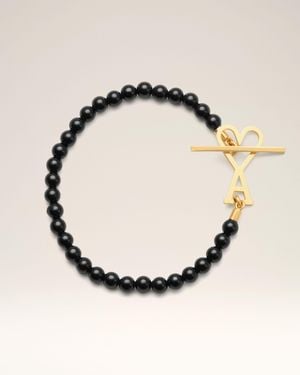 Ami Paris Heart Clasp Beaded Bracelet - Natural