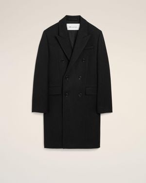Ami Paris Double Breasted Wool Coat - Black