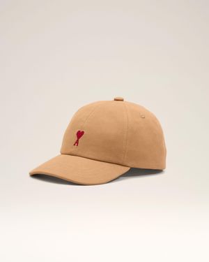 Ami Paris Cotton Cap With Ami De Coeur - Natural
